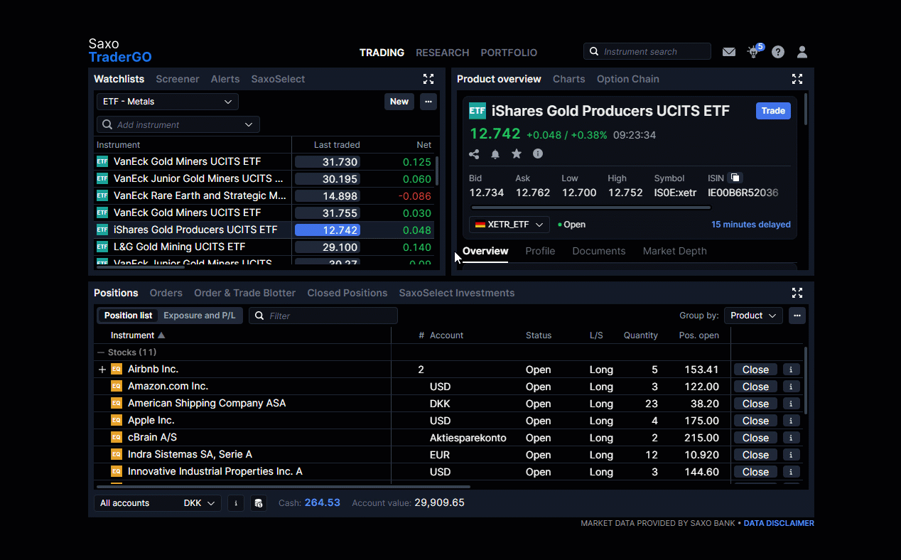 Gif showing how to close or reduce a position in SaxoInvestor