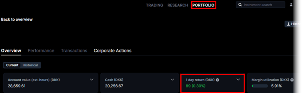 1 day return drop down menu